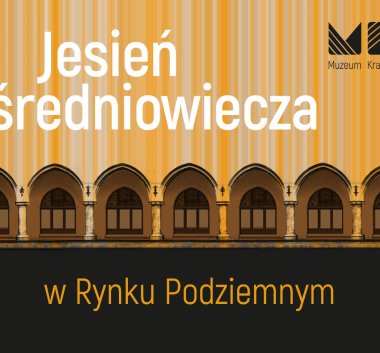 Grafika przedstawiająca arkady Sukiennic krakowskich